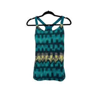 The North Face Top Womens Medium Tank Cypress Teal Yellow Racerback Athletic